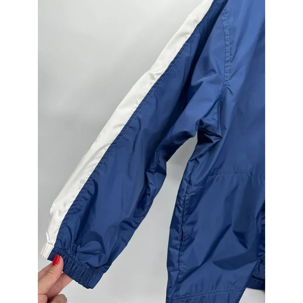Nike Large Kids Windbreaker Jacket Blue White Full Zip Mesh Lined Swoosh‎ Logo